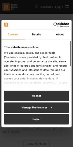 Preview of the Inside Higher Ed website, a media outlet in United States for sponsored articles