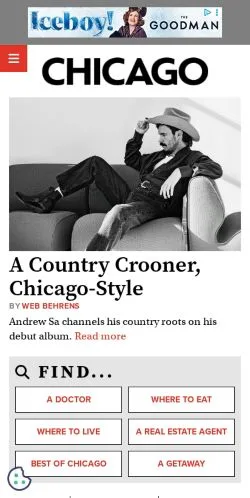 Voorbeeld van de site Chicago Magazine, medium uit Verenigde Staten voor gesponsorde artikelen