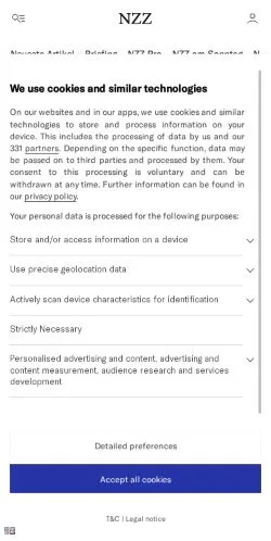 スポンサード記事向けのスイスメディア、NZZのサイトプレビュー