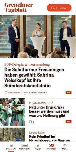 Anteprima del sito Grenchner Tagblatt, media di Svizzera per articoli sponsorizzati