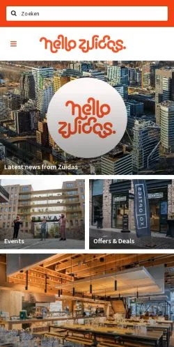 Preview of the Hello Zuidas website, a media outlet in Netherlands for sponsored articles