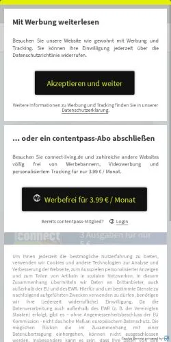 Anteprima del sito Connect Living, media di Germania per articoli sponsorizzati