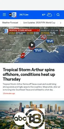 Forhåndsvisning av nettstedet ABC13 Houston, medium fra USA for sponsede artikler