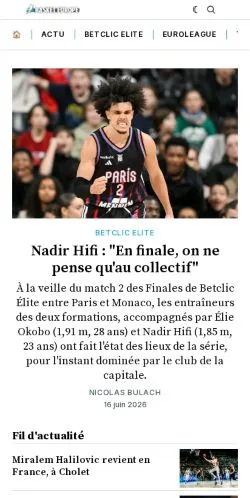스폰서 기사용 프랑스 매체 BasketEurope 사이트 미리보기