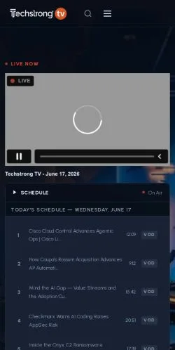 Forhåndsvisning av nettstedet Techstrong.tv, medium fra USA for sponsede artikler