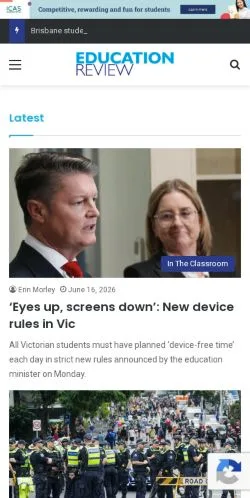 Anteprima del sito Education Review, media di Australia per articoli sponsorizzati