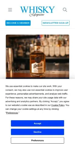 Aperçu du site Whisky Magazine, média de États-Unis pour articles sponsorisés