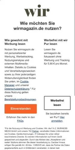 Anteprima del sito Wir Magazin, media di Germania per articoli sponsorizzati