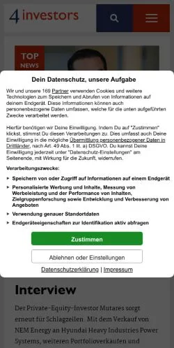 Anteprima del sito 4investors, media di Germania per articoli sponsorizzati