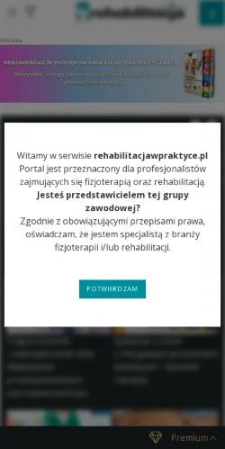 Pré-visualização do site Rehabilitation In Practice, meio de Polônia para artigos patrocinados