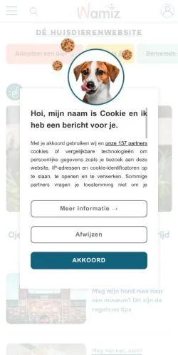 Anteprima del sito Wamiz, media di Paesi Bassi per articoli sponsorizzati