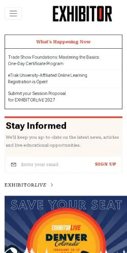 스폰서 기사용 미국 매체 EXHIBITOR Online Homepage 사이트 미리보기