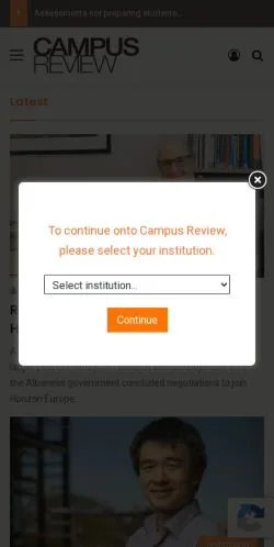 Anteprima del sito Campus Review, media di Australia per articoli sponsorizzati