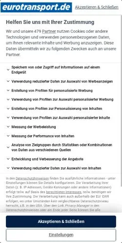 Anteprima del sito Eurotransport, media di Germania per articoli sponsorizzati