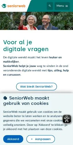 Sponsorlu makaleler için Hollanda medyası SeniorWeb sitesinin önizlemesi