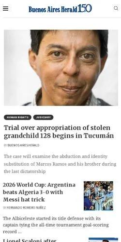 Anteprima del sito Buenos Aires Herald, media di Stati Uniti per articoli sponsorizzati