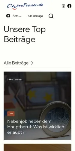 Anteprima del sito Clevere Frauen, media di Germania per articoli sponsorizzati
