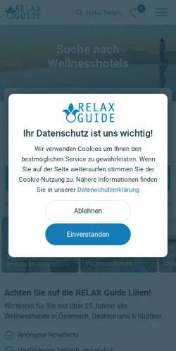 Forhåndsvisning av nettstedet Relax Guide, medium fra Tyskland for sponsede artikler