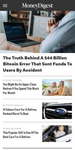 Aperçu du site Money Digest, média de États-Unis pour articles sponsorisés