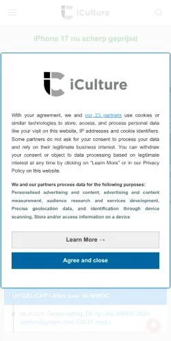 Anteprima del sito iCulture, media di Paesi Bassi per articoli sponsorizzati