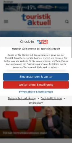 Anteprima del sito Touristik Aktuell, media di Germania per articoli sponsorizzati
