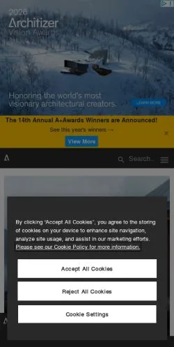 Forhåndsvisning av nettstedet Architizer, medium fra USA for sponsede artikler