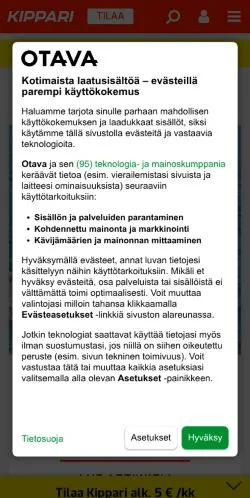 Anteprima del sito Kipparilehti.fi, media di Finlandia per articoli sponsorizzati