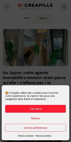 Vista previa del sitio Creapills, medio de Francia para artículos patrocinados