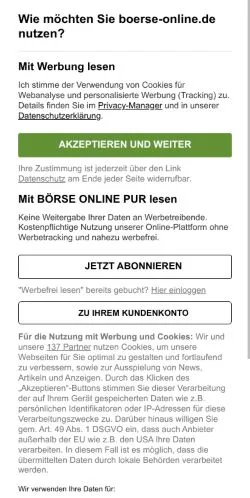 Anteprima del sito BÖRSE ONLINE, media di Germania per articoli sponsorizzati