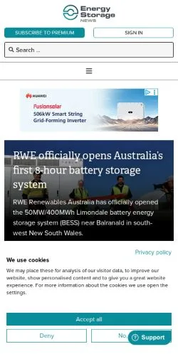 스폰서 기사용 미국 매체 Energy Storage 사이트 미리보기