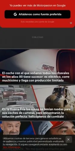 Anteprima del sito Motorpasión, media di Spagna per articoli sponsorizzati