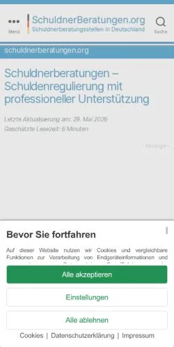 Anteprima del sito Schuldnerberatung, media di Germania per articoli sponsorizzati