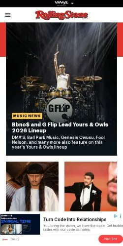 Forhåndsvisning av nettstedet Rolling Stone Australia, medium fra USA for sponsede artikler
