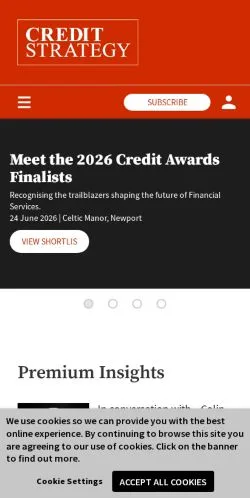 Anteprima del sito Credit Strategy, media di Regno Unito per articoli sponsorizzati