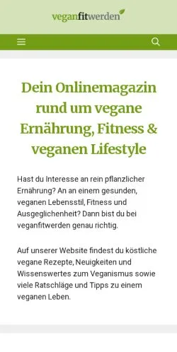Anteprima del sito Vegan Fit Werden, media di Germania per articoli sponsorizzati