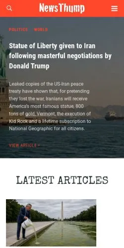 Podgląd witryny NewsThump, medium z kraju Stany Zjednoczone do artykułów sponsorowanych