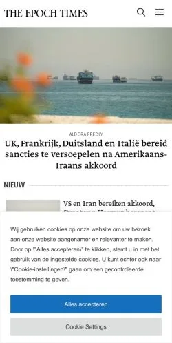 Anteprima del sito Epoch Times, media di Paesi Bassi per articoli sponsorizzati