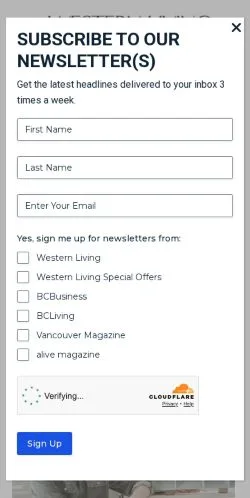 スポンサード記事向けのカナダメディア、Western Livingのサイトプレビュー