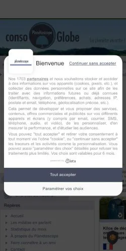 Forhåndsvisning av nettstedet Statistiques mondiales écologiques, medium fra Frankrike for sponsede artikler