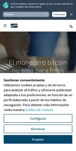 Förhandsvisning av webbplatsen Material Bitcoin, medium i Spanien för sponsrade artiklar