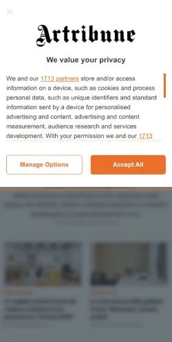 Pré-visualização do site Artribune, meio de Itália para artigos patrocinados