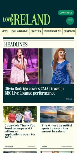 Anteprima del sito LovinIE, media di Irlanda per articoli sponsorizzati