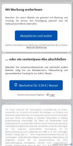 Voorbeeld van de site Connect Professional, medium uit Duitsland voor gesponsorde artikelen