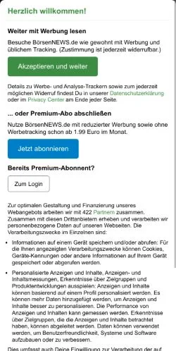 Anteprima del sito BörsenNEWS.de, media di Germania per articoli sponsorizzati