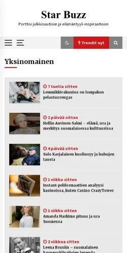 Förhandsvisning av webbplatsen Star Buzz, medium i Finland för sponsrade artiklar