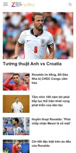 Anteprima del sito Znews, media di Vietnam per articoli sponsorizzati