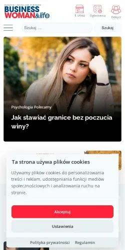 Pré-visualização do site Business Woman And Life, meio de Polônia para artigos patrocinados
