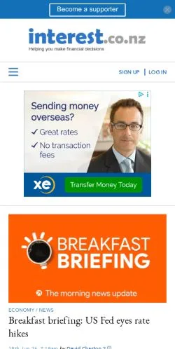 Anteprima del sito Interest, media di Stati Uniti per articoli sponsorizzati
