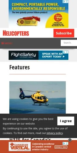 Podgląd witryny Helicopters Magazine, medium z kraju Stany Zjednoczone do artykułów sponsorowanych