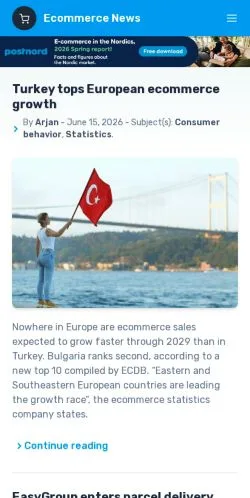 스폰서 기사용 미국 매체 Ecommerce News Europe 사이트 미리보기